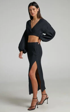 Showpo Lawson Long Sleeve Crop Top And Side Split Midi Skirt Two Piece Set In Black 8 Showpo Lawson Long Sleeve Crop Top And Side Split Midi Skirt Two Piece Set In Black -Showpo Women's Clothing Store Lawson Two Piece Set in Black 2528SC22060018012529 2