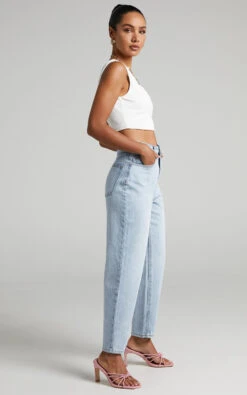 Showpo Layla High Waisted Recycled Cotton Mom Jeans In Sunday Blue 13 Showpo Layla High Waisted Recycled Cotton Mom Jeans In Sunday Blue -Showpo Women's Clothing Store Layla Mom Jeans in Sunday Blue 2528SB21080031012529 2