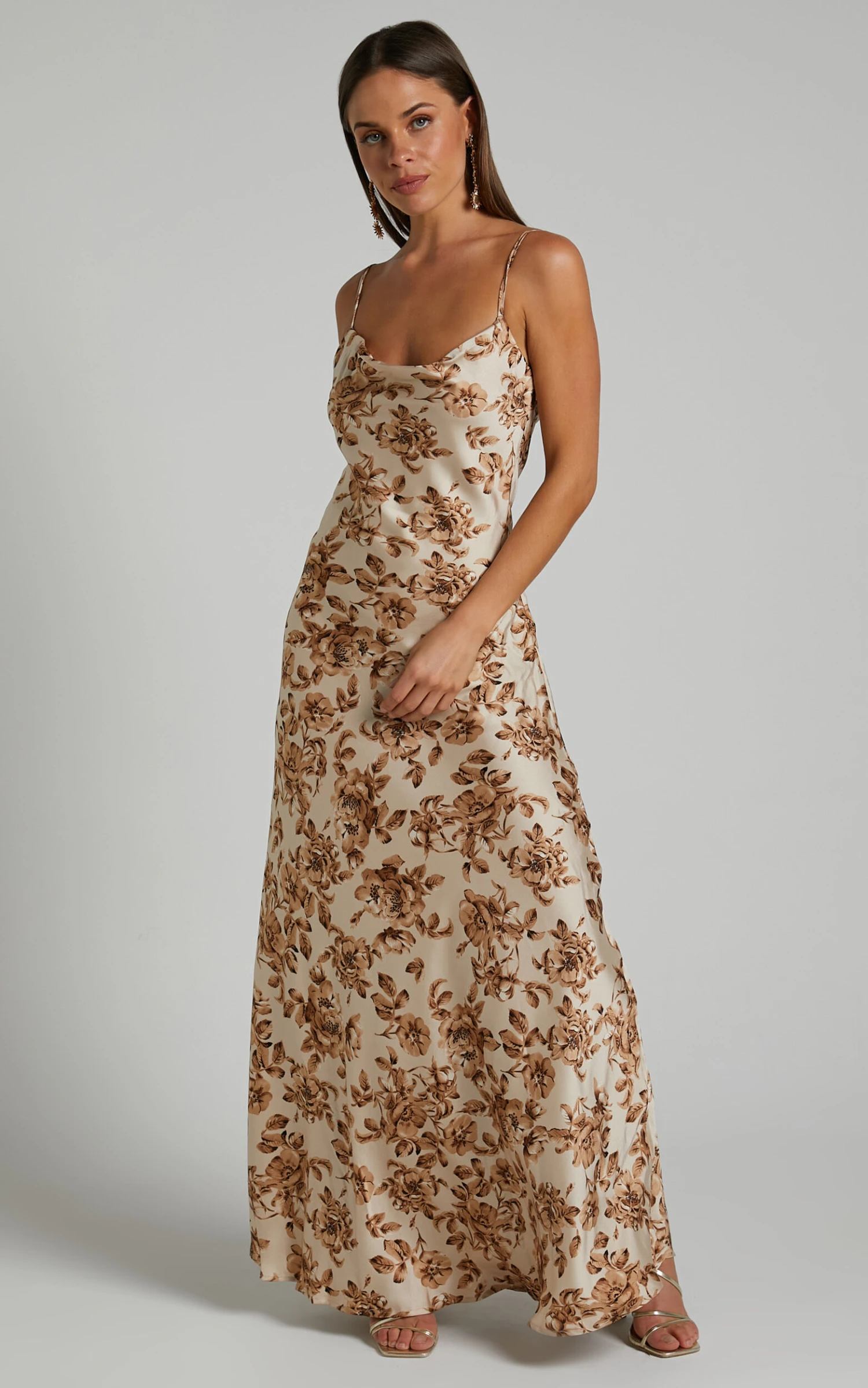 Showpo Legrace Cowl Neck Slip Maxi Dress In Golden Floral - Image 6