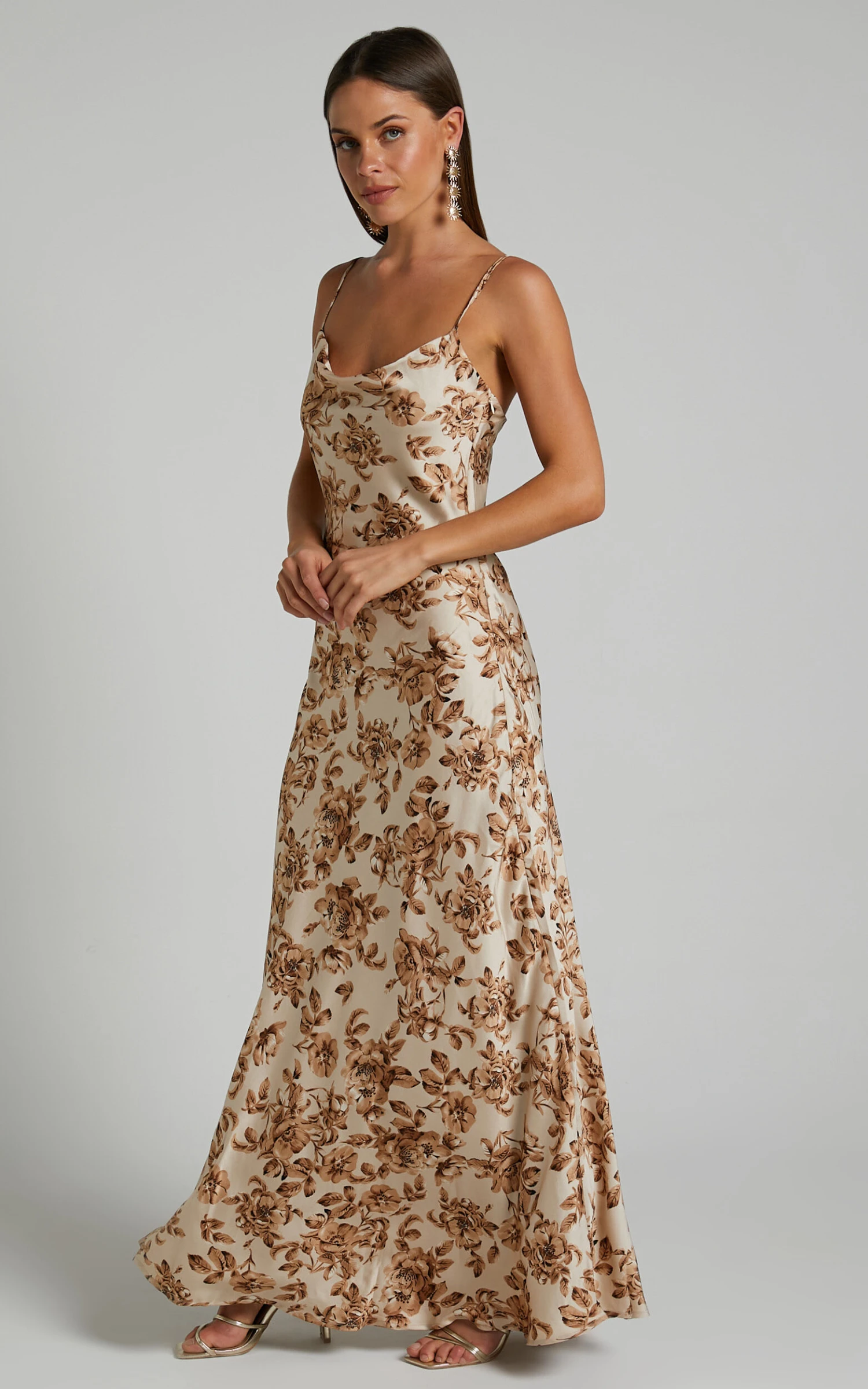 Showpo Legrace Cowl Neck Slip Maxi Dress In Golden Floral - Image 5