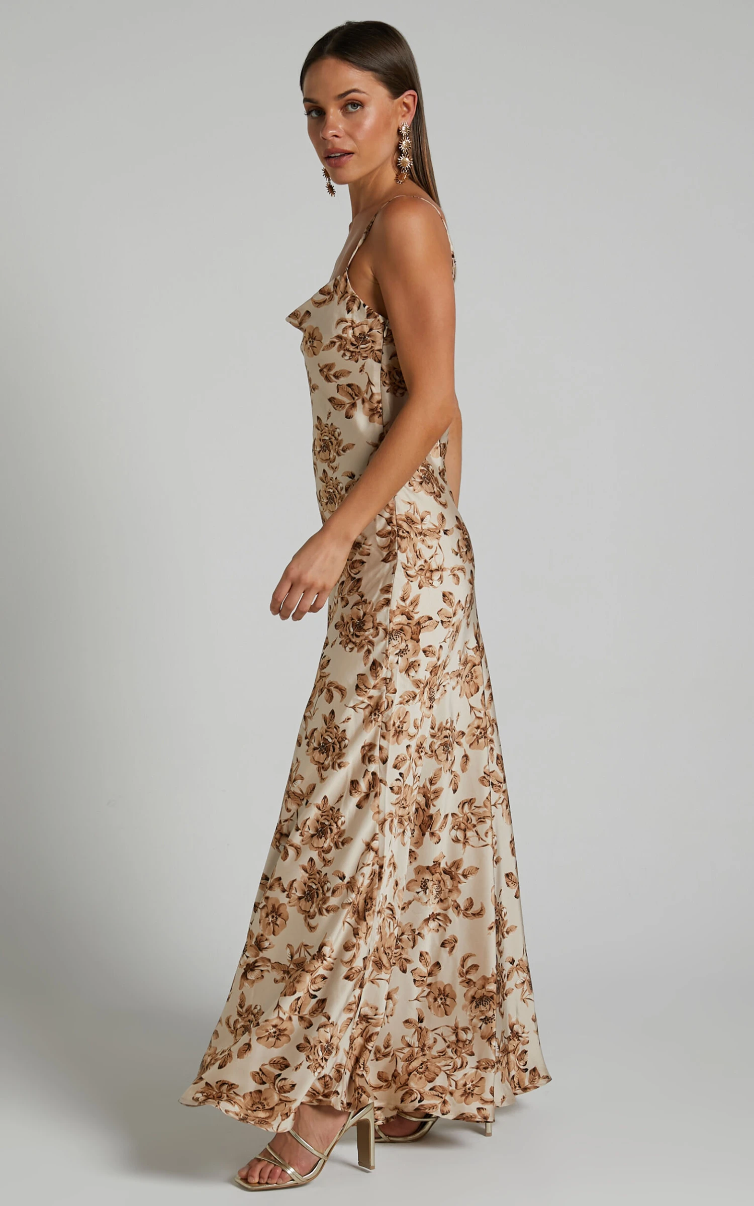 Showpo Legrace Cowl Neck Slip Maxi Dress In Golden Floral - Image 9
