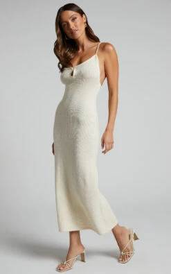 Showpo Leira Midi Dress - Keyhole Detail Low Back Knit Dress In Natural 13 Showpo Leira Midi Dress - Keyhole Detail Low Back Knit Dress In Natural -Showpo Women's Clothing Store Leira Midi Dress Keyhole Detail Low Back Knit Dress in White 4