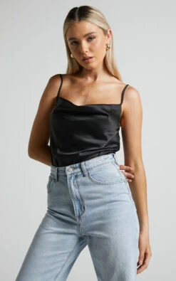 Showpo Lenore Cowl Neck Bodysuit In Black