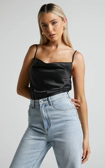 Showpo Lenore Cowl Neck Bodysuit In Black 1 Showpo Lenore Cowl Neck Bodysuit In Black