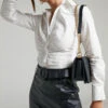 Showpo Leonara Faux Leather Croc Embossed Belted Mini Skirt In Black