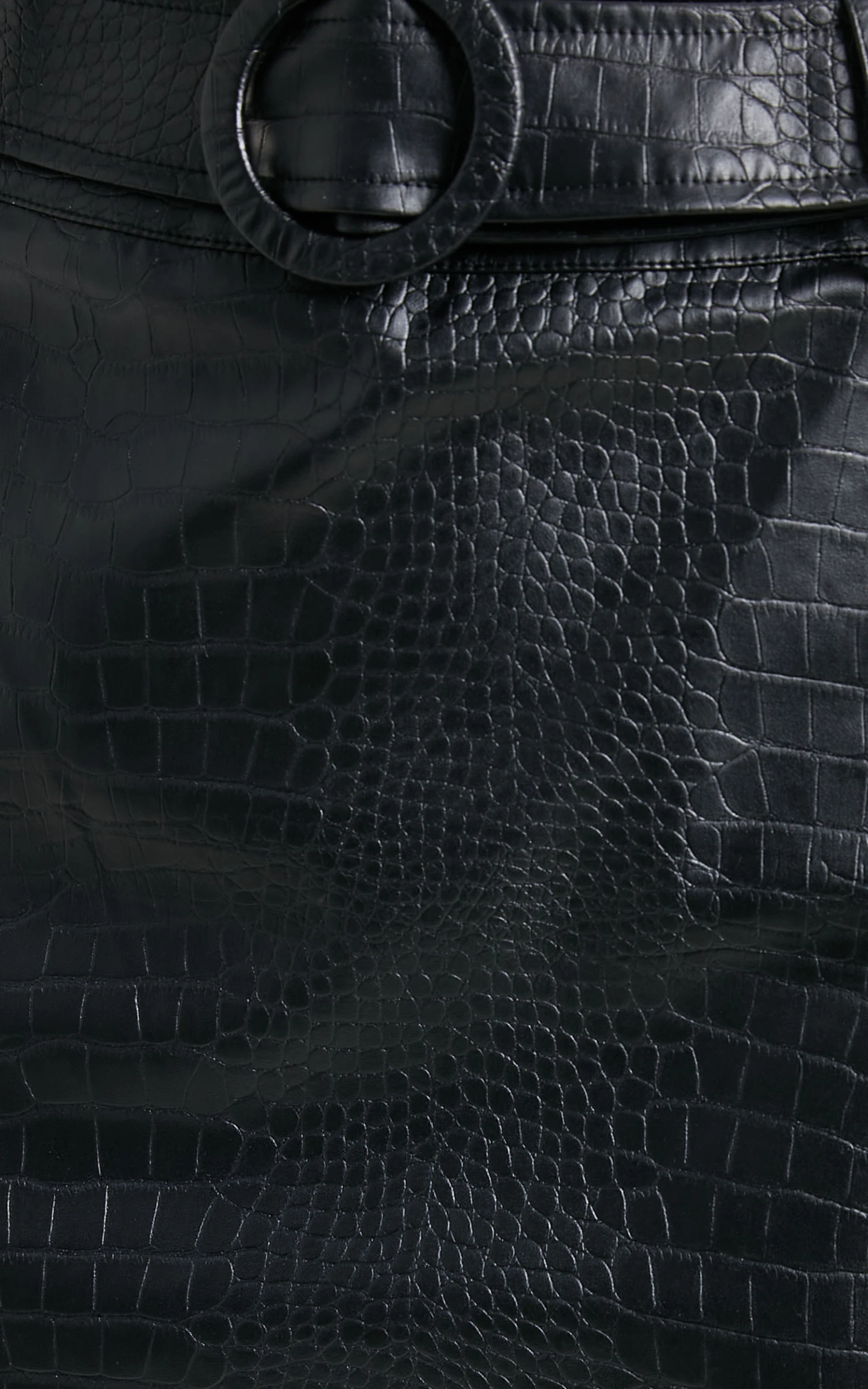 Showpo Leonara Faux Leather Croc Embossed Belted Mini Skirt In Black - Image 9