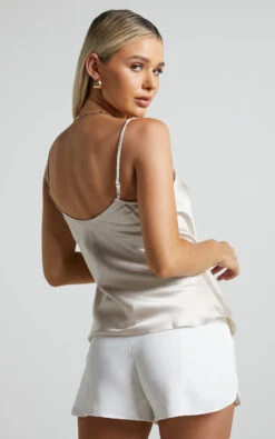 Showpo Leoreen V Neck Satin Cami In Champagne 16 Showpo Leoreen V Neck Satin Cami In Champagne -Showpo Women's Clothing Store Leoreen V Neck Satin Cami in Champagne 6