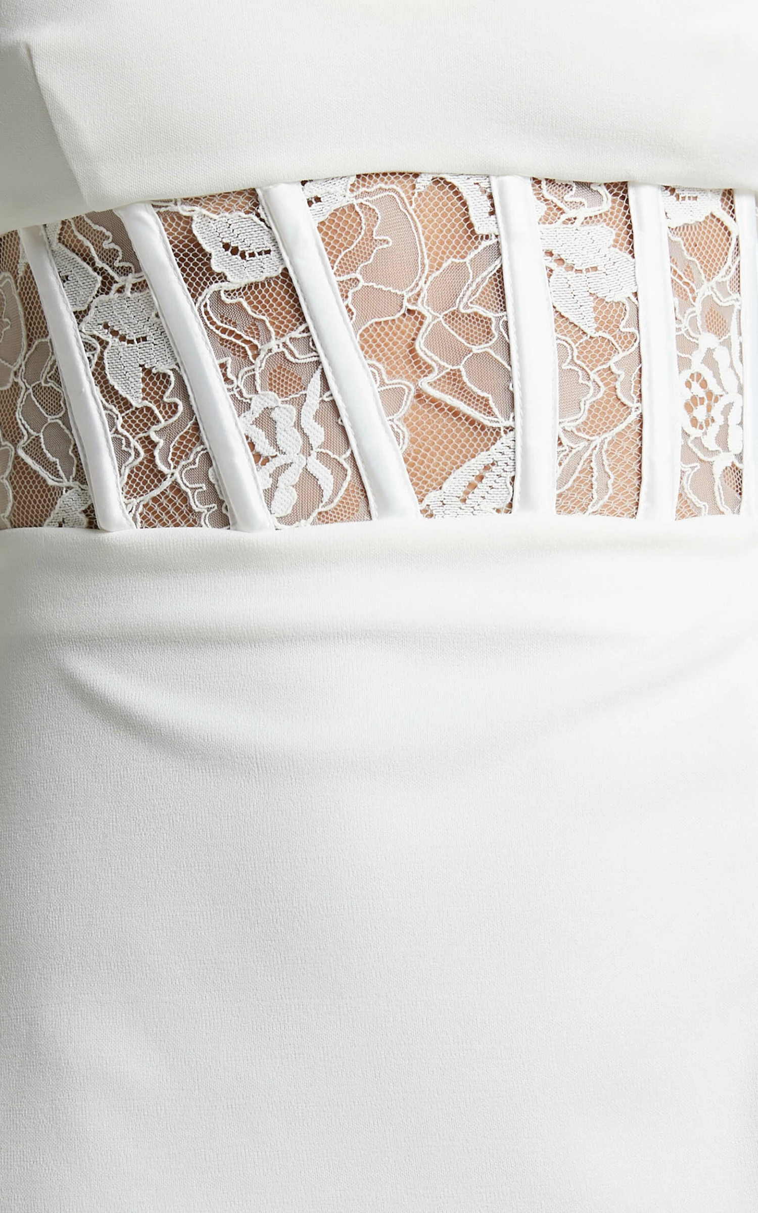 Showpo Lezel Maxi Dress - Lace Panel High Split Pencil Dress In White - Image 8