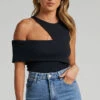 Showpo Lilah Asymmetric Cut Out Top In Black