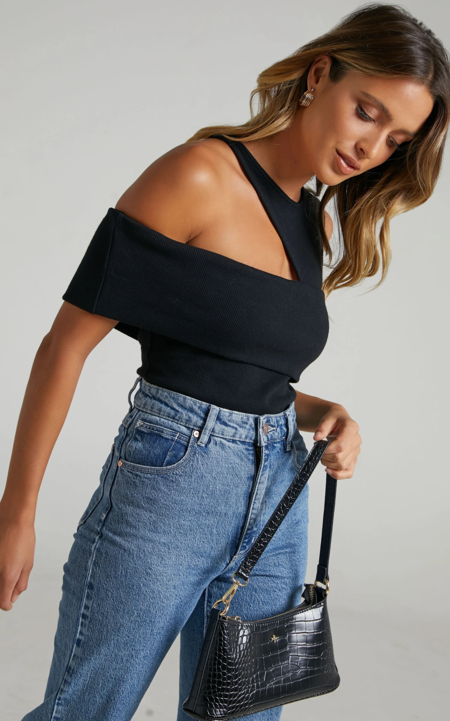 Showpo Lilah Asymmetric Cut Out Top In Black 6 Showpo Lilah Asymmetric Cut Out Top In Black - Image 6