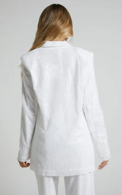 Showpo Looma Sequin Relaxed Fit Blazer In White -Showpo Women's Clothing Store Looma Sequin Relaxed Fit Blazer in White 4