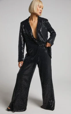 Showpo Looma Sequin - High Waisted Wide Leg Pants In Black 10 Showpo Looma Sequin - High Waisted Wide Leg Pants In Black -Showpo Women's Clothing Store Looma Sequin Wide Leg Pants in Black 2528SB22060031022529 2