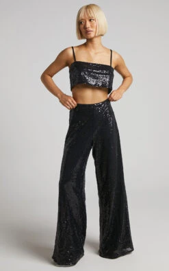 Showpo Looma Sequin - High Waisted Wide Leg Pants In Black 9 Showpo Looma Sequin - High Waisted Wide Leg Pants In Black -Showpo Women's Clothing Store Looma Sequin Wide Leg Pants in Black 2528SB22060031022529 5