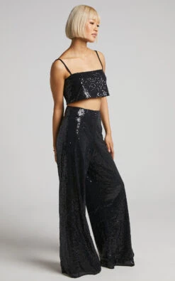Showpo Looma Sequin - High Waisted Wide Leg Pants In Black 11 Showpo Looma Sequin - High Waisted Wide Leg Pants In Black -Showpo Women's Clothing Store Looma Sequin Wide Leg Pants in Black 2528SB22060031022529 6