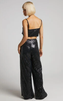 Showpo Looma Sequin - High Waisted Wide Leg Pants In Black 12 Showpo Looma Sequin - High Waisted Wide Leg Pants In Black -Showpo Women's Clothing Store Looma Sequin Wide Leg Pants in Black 2528SB22060031022529 8