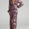 Showpo Lorelei V Neck Balloon Sleeve Maxi Dress In Harvest Floral