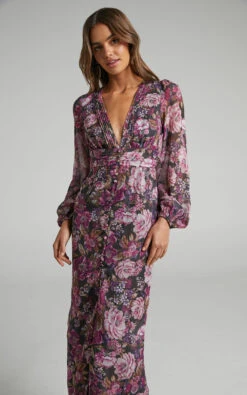 Showpo Lorelei V Neck Balloon Sleeve Maxi Dress In Harvest Floral 8 Showpo Lorelei V Neck Balloon Sleeve Maxi Dress In Harvest Floral -Showpo Women's Clothing Store Lorelei V Neck Balloon Sleeve Maxi Dress in Harvest Floral 2528SD21020061022529 4
