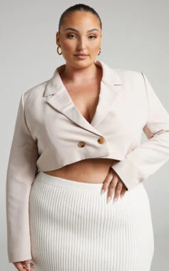 Showpo Lorena Cropped Double Breasted Blazer In Stone 11 Showpo Lorena Cropped Double Breasted Blazer In Stone -Showpo Women's Clothing Store Lorena CROPPED SUIT JACKET in stone 2528SO22070002012529 8