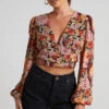 Showpo Lorie Top - V Neck Long Sleeve Top In Boheme Floral