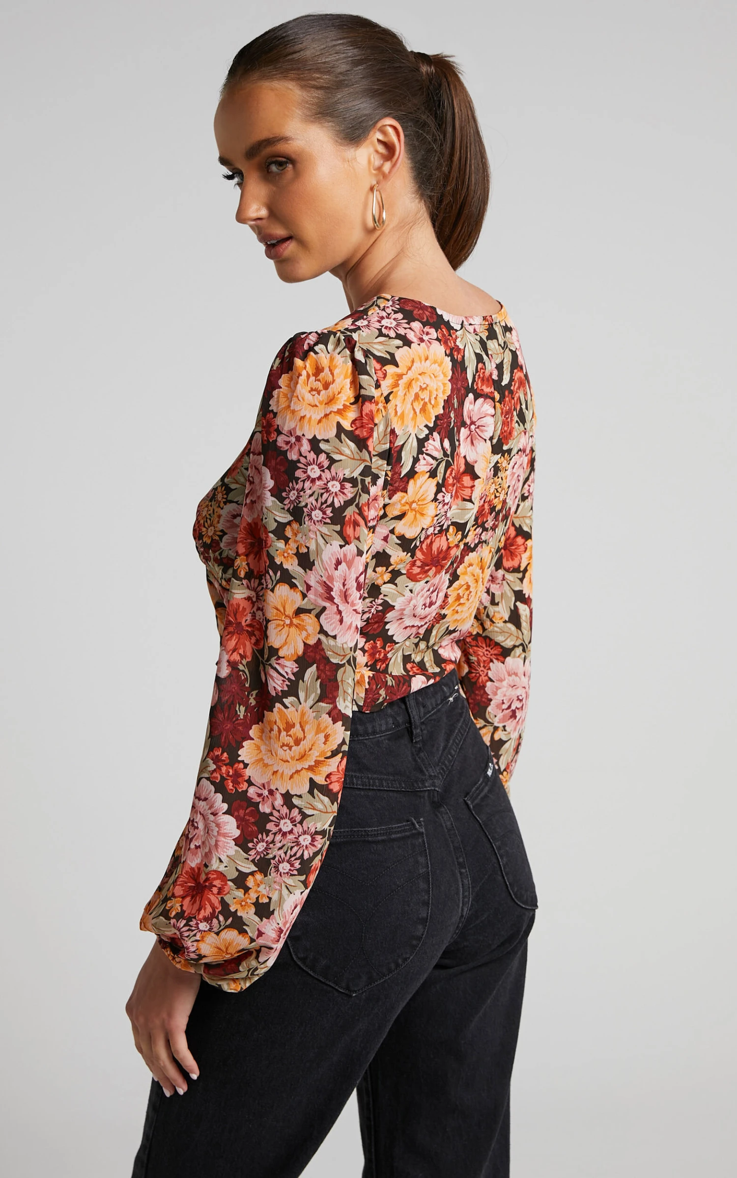 Showpo Lorie Top - V Neck Long Sleeve Top In Boheme Floral 6 Showpo Lorie Top - V Neck Long Sleeve Top In Boheme Floral - Image 6