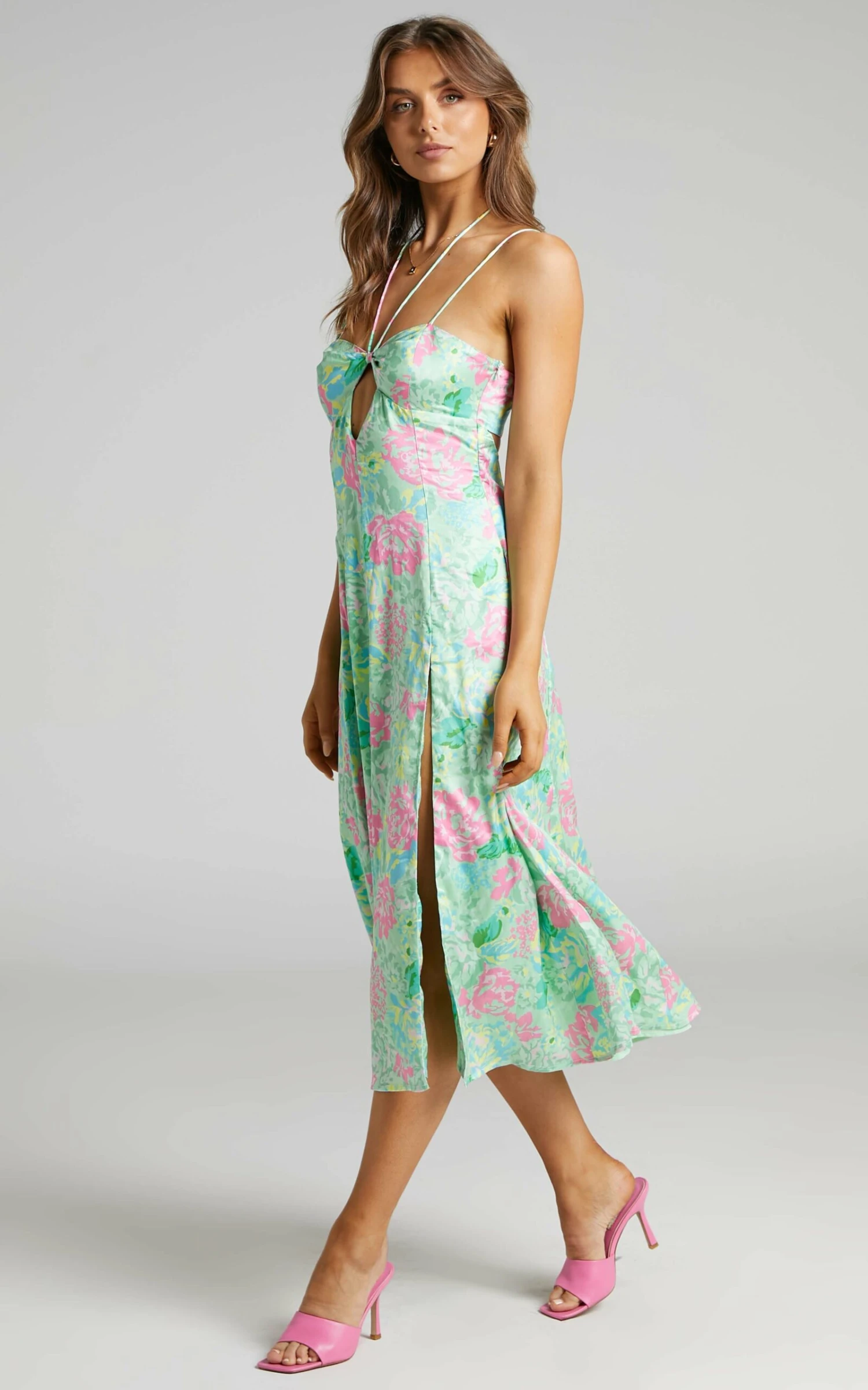 Showpo Lousine Halter Neckline Midi Dress In Neon Dreamer 4 Showpo Lousine Halter Neckline Midi Dress In Neon Dreamer - Image 4