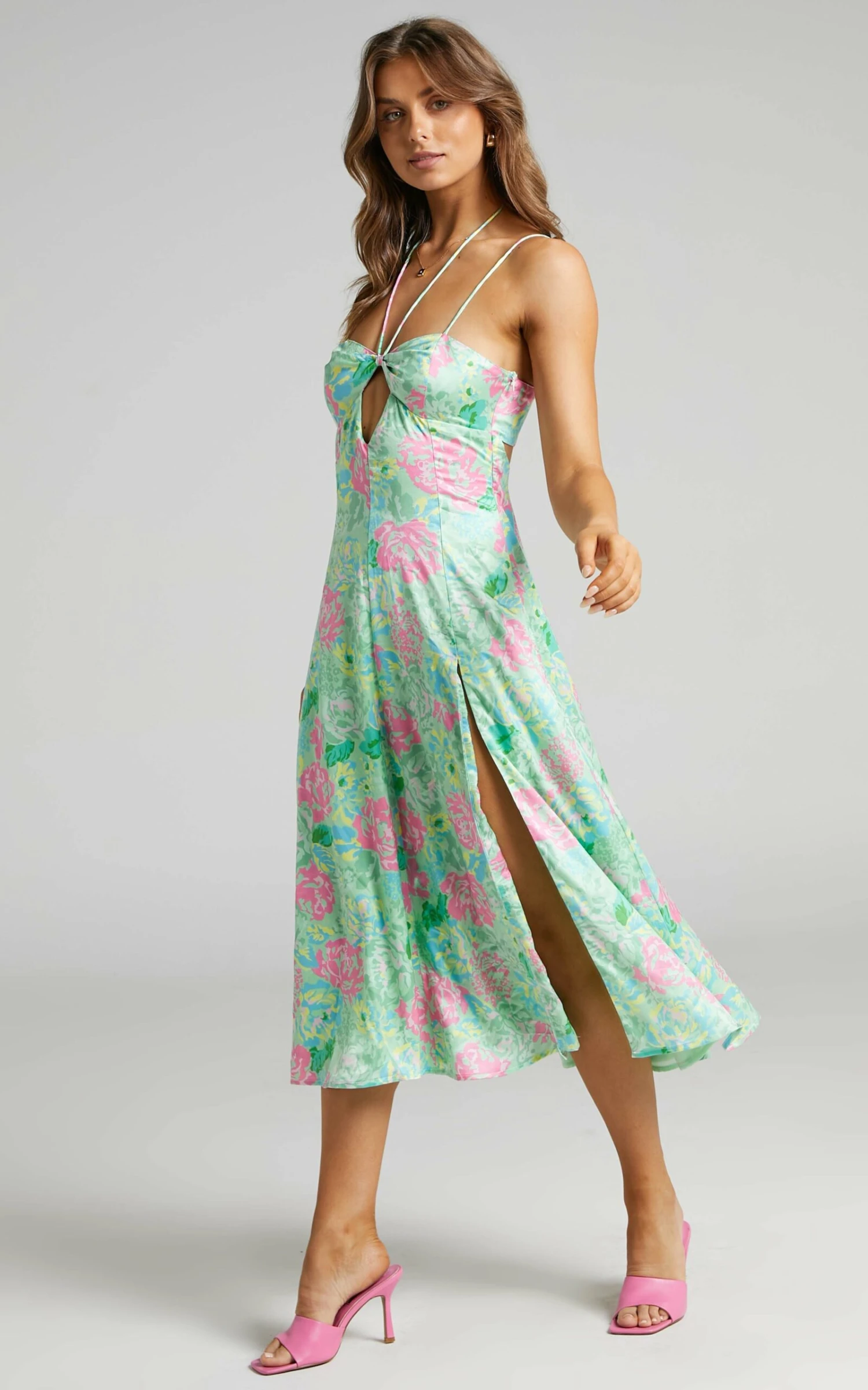 Showpo Lousine Halter Neckline Midi Dress In Neon Dreamer 5 Showpo Lousine Halter Neckline Midi Dress In Neon Dreamer - Image 5