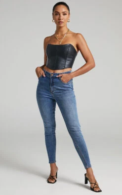 Showpo Lucilla - High Waisted Contour Fitted Jeans In Blue 14 Showpo Lucilla - High Waisted Contour Fitted Jeans In Blue -Showpo Women's Clothing Store Lucilla Contour fitted Jeans in Blue 2528SB21080029012529 1