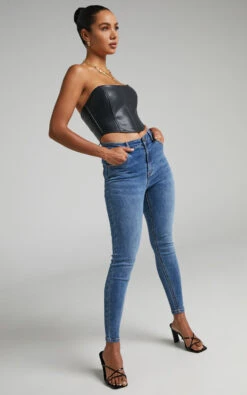 Showpo Lucilla - High Waisted Contour Fitted Jeans In Blue 12 Showpo Lucilla - High Waisted Contour Fitted Jeans In Blue -Showpo Women's Clothing Store Lucilla Contour fitted Jeans in Blue 2528SB21080029012529 10