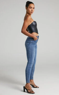 Showpo Lucilla - High Waisted Contour Fitted Jeans In Blue 15 Showpo Lucilla - High Waisted Contour Fitted Jeans In Blue -Showpo Women's Clothing Store Lucilla Contour fitted Jeans in Blue 2528SB21080029012529 2