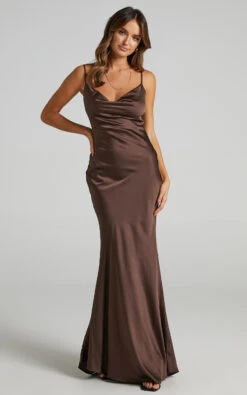 Showpo Lunaria Cowl Mermaid Maxi Slip Dress In Chocolate Satin 12 Showpo Lunaria Cowl Mermaid Maxi Slip Dress In Chocolate Satin -Showpo Women's Clothing Store Lunaria Dress in Chocolate Satin SD20120052 1