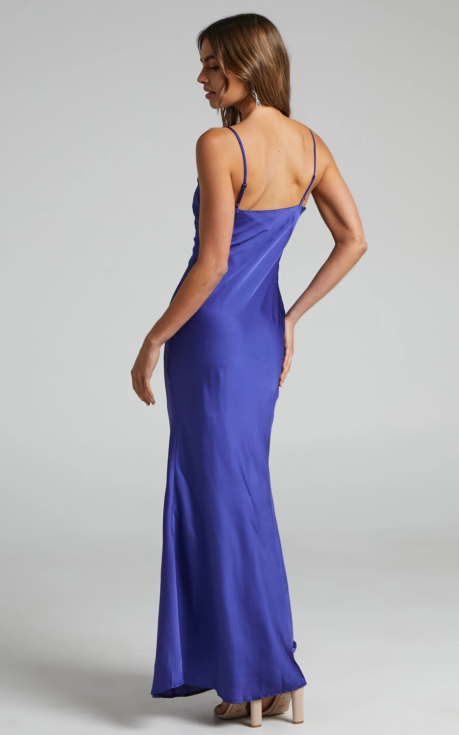 Showpo Lunaria Cowl Mermaid Maxi Slip Dress In Blue 4 Showpo Lunaria Cowl Mermaid Maxi Slip Dress In Blue - Image 4