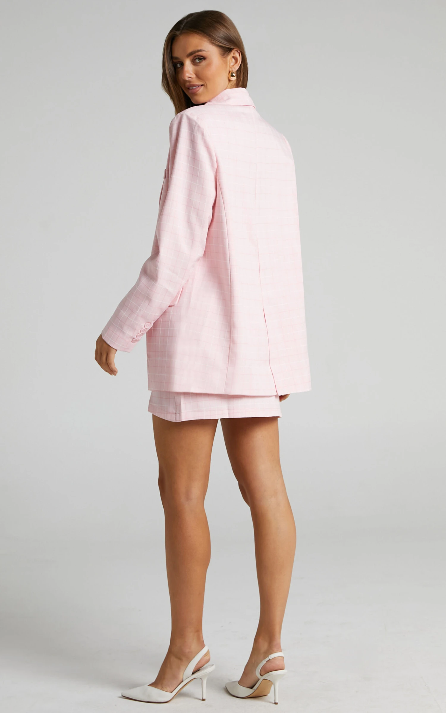 Showpo Maddiline Single Breasted Blazer In Pink Check 5 Showpo Maddiline Single Breasted Blazer In Pink Check - Image 5