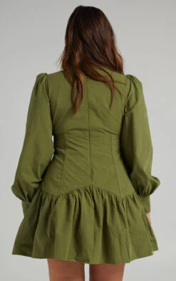 Showpo Carlyle Long Sleeve Mini Dress With Corset Detailing In Khaki 16 Showpo Carlyle Long Sleeve Mini Dress With Corset Detailing In Khaki -Showpo Women's Clothing Store MIKAYLA X ANTHONY X XXXXX 03.12.2159510 1
