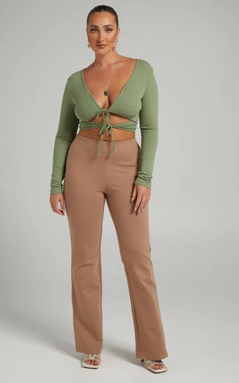 Showpo Margot Flared Pants In Camel 1 Showpo Margot Flared Pants In Camel