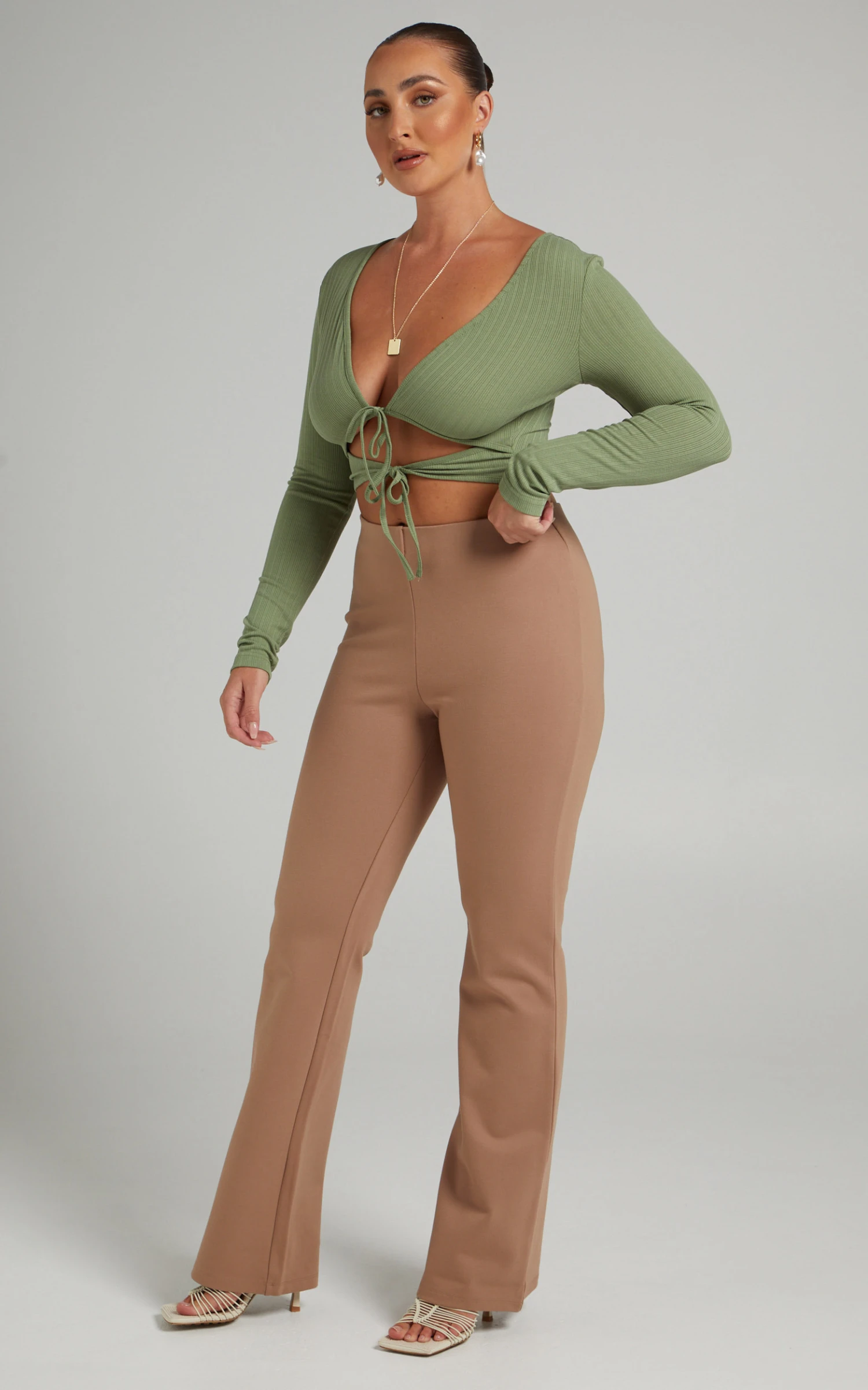 Showpo Margot Flared Pants In Camel 4 Showpo Margot Flared Pants In Camel - Image 4