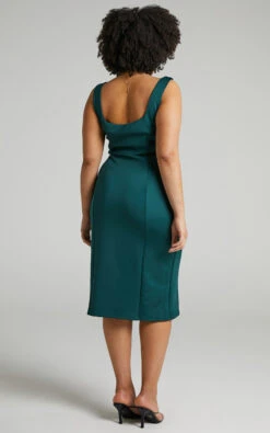Showpo Mini Love Square Neck Split Midi Dress In Emerald 14 Showpo Mini Love Square Neck Split Midi Dress In Emerald -Showpo Women's Clothing Store MINI LOVE DRESS IN EMERALD S005960 Emerald 7