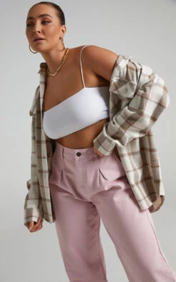 Showpo Maddyson Check Shacket In Brown Check