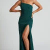Showpo Magnaye Maxi Dress - One Shoulder Thigh Split Dress In Emerald