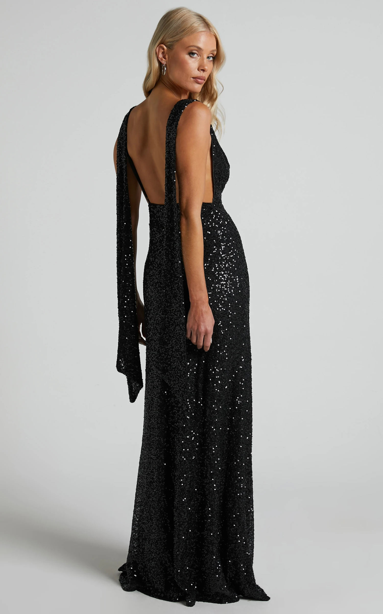 Showpo Malisha Cowl Neck Backless Maxi Dress In Black 3 Showpo Malisha Cowl Neck Backless Maxi Dress In Black - Image 3