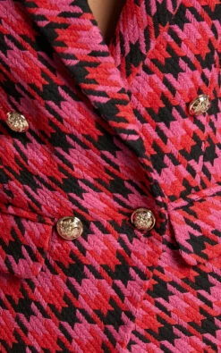 Showpo Marjoe Button Detail Blazer In Pink And Black Check -Showpo Women's Clothing Store Marjoe Button Detail Blazer in Pink and Black Check 9