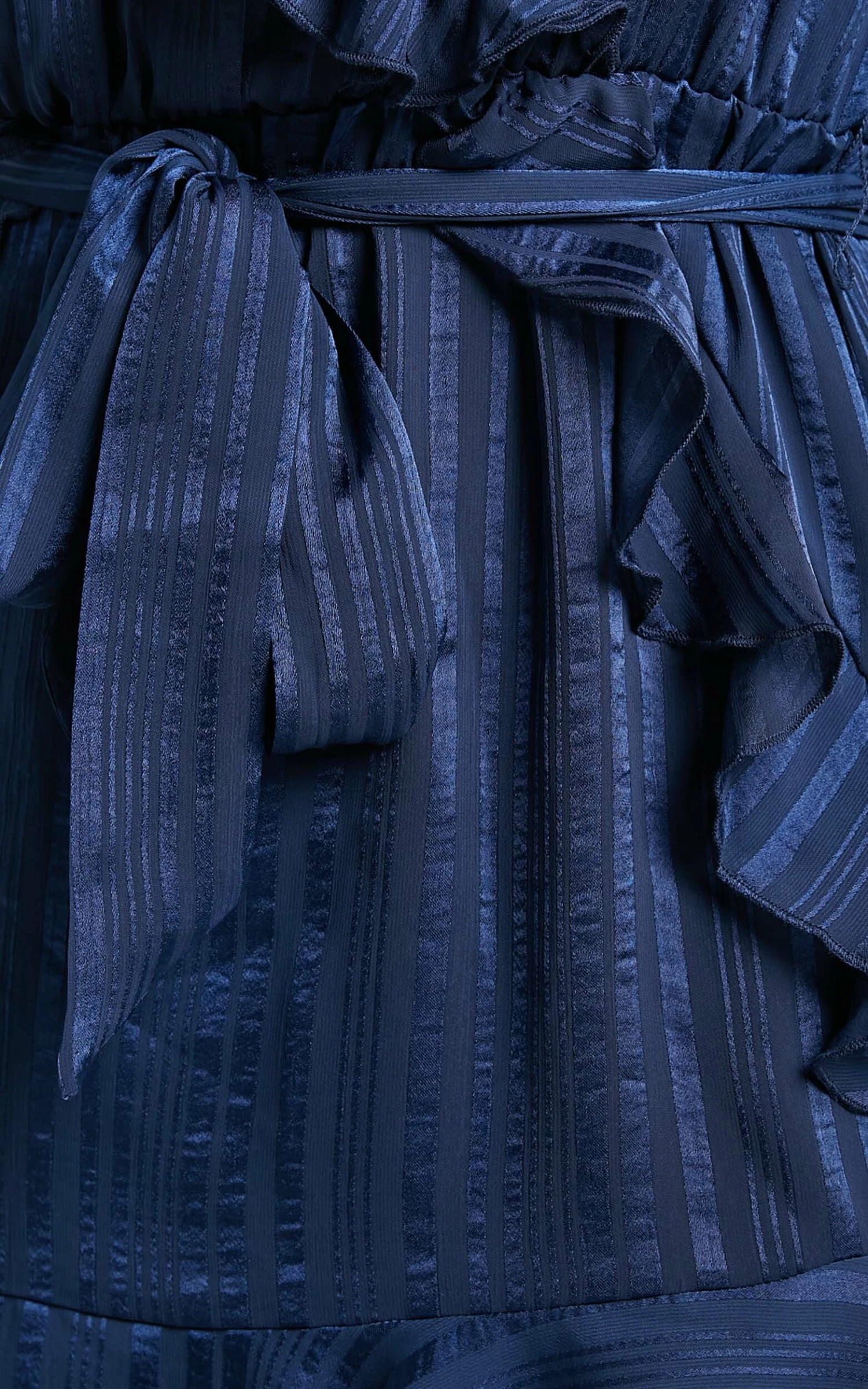 Showpo Marleigh Frill Detail Tie Back Mini Dress In Navy 9 Showpo Marleigh Frill Detail Tie Back Mini Dress In Navy - Image 9