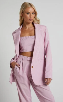 Showpo Marvilla Blazer - Single Breasted Shoulder Pad Blazer In Light Pink Pinstripe 13 Showpo Marvilla Blazer - Single Breasted Shoulder Pad Blazer In Light Pink Pinstripe -Showpo Women's Clothing Store Marvilla Blazer Single Breasted Shoulder Pad Blazer in Light Pink 3