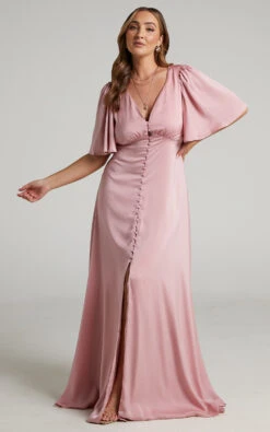 Showpo Maryam Maxi Dress - Button Front Flutter Sleeve Dress In Dusty Pink 13 Showpo Maryam Maxi Dress - Button Front Flutter Sleeve Dress In Dusty Pink -Showpo Women's Clothing Store Maryam Button Front Flutter Sleeve Maxi Dress in Dusty Pink 2528SD22030167022529 1