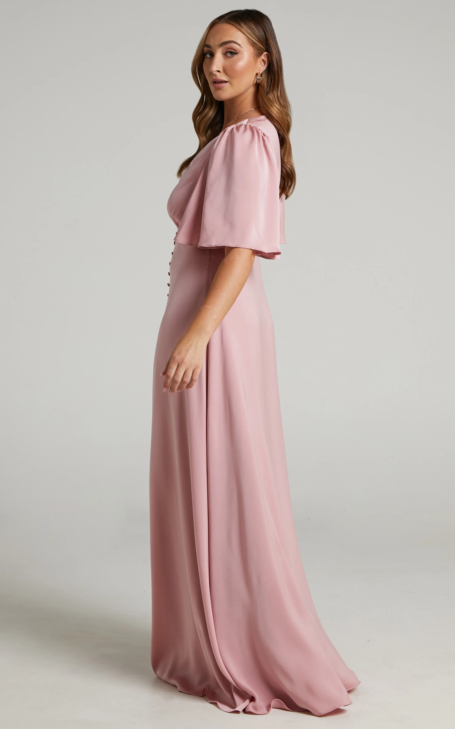 Showpo Maryam Maxi Dress - Button Front Flutter Sleeve Dress In Dusty Pink 7 Showpo Maryam Maxi Dress - Button Front Flutter Sleeve Dress In Dusty Pink - Image 7