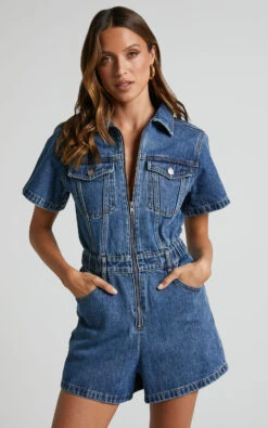 Showpo Mauriel Playsuit - Recycled Cotton Utility Playsuit In Dark Blue 11 Showpo Mauriel Playsuit - Recycled Cotton Utility Playsuit In Dark Blue -Showpo Women's Clothing Store Mauriel Playsuit Recycled Cotton Utility Playsuit in Dark Blue 1