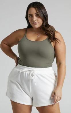 Showpo Maychie Spaghetti Strap Bodysuit In Khaki -Showpo Women's Clothing Store Maychie skinny strap bodysuit in Khaki 2528ST22010030052529 3 1652252690633