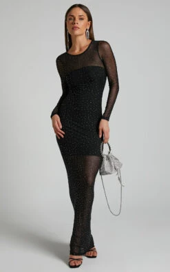 Showpo Mayette Sheer Diamante Mesh Maxi Dress In Black 14 Showpo Mayette Sheer Diamante Mesh Maxi Dress In Black -Showpo Women's Clothing Store Mayette Sheer Diamante Mesh Maxi Dress in Black