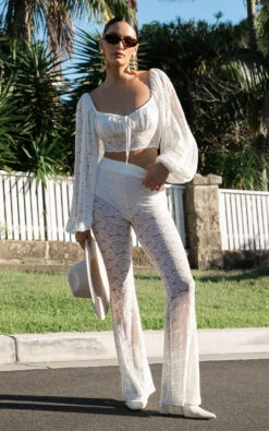 Showpo Mehca - High Waisted Lace Flared Pant In White 11 Showpo Mehca - High Waisted Lace Flared Pant In White -Showpo Women's Clothing Store Mehca Lace Flared Pant in White