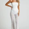 Showpo Mehca - High Waisted Lace Flared Pant In White