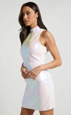 Showpo Melba High Neck Mini Dress In White 13 Showpo Melba High Neck Mini Dress In White -Showpo Women's Clothing Store Melba High Neck Mini Dress in White 5